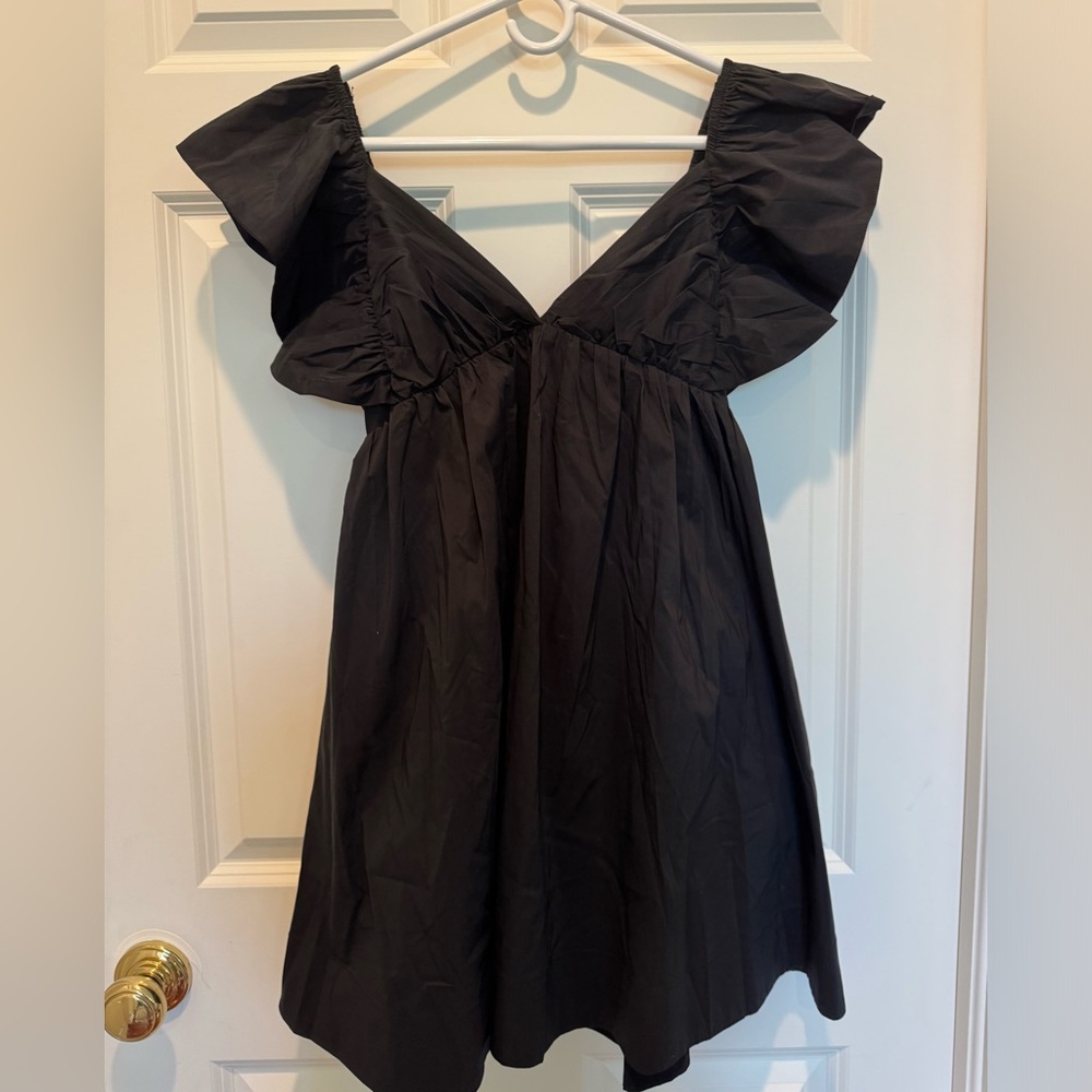 Impeccable Pig Black Ruffle Mini Dress